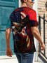Men Eagle American Flag Gradient Color Letter Outdoor Short Sleeve T-Shirt