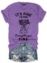 Womens It's Fine I'm Fine Everything Is Fine Funny Cat Sarcastic Cotton T-Shirt