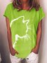Women Cat Print Tee Cat Graphic T Shirt  Crew Neck Summer Top