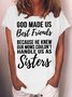 Women's Funny Saying Sister Letter Casual Crew Neck T-Shirt