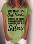 Women's Funny Saying Sister Letter Casual Crew Neck T-Shirt