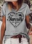 Womens Family Side by Side or miles Apart Connected to by heart Family Letters T-Shirt