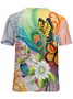 Women Peacock Butterfly Floral Print Simple Crew Neck Animal T-Shirt