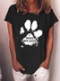 Women Dog Printing Crew Neck T-Shirt
