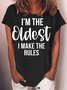 Womens Funny Oldest Sister Loose Crew Neck T-Shirt