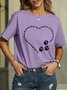 Women Funny Pet Remembrance Heart Cotton Loose Animal T-Shirt