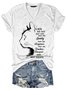 Women Cat Printing Casual Cotton-Blend Text Letters T-Shirt