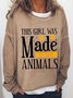 Women Dog Animal Printing Casual Loose Crew Neck Sweatshirt