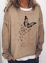 Women Butterfly Star Printing Loose Animal Sweatshirt