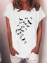 Women Fly Dragonfly Printing Crew Neck Loose T-Shirt