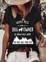 Women Funny Saying Never Mess With A Dog Owner Simple T-Shirt