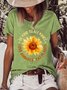 Women Floral Animal Printing Loose Crew Neck T-Shirt