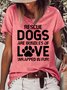 Womens Dog Lover Casual Crew Neck T-Shirt