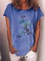 Women Dragonfly Printing Casual Cotton-Blend T-Shirt