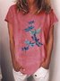 Women Dragonfly Printing Casual Cotton-Blend T-Shirt
