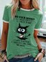 Womens  Funny Four Moods Coffee Crew Neck Text Letters T-Shirt