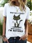 Women Funny What Day Is Today Who Cares I'm Retired Black Cat Simple T-Shirt