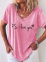 Women Love Cordate Letter Casual T-Shirt