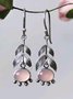 Vintage Style Rose Leaf Pink Tax Crystal Earrings Commuter Jewelry