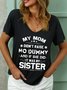 Women Funny Mom And Sister V Neck Simple Loose Tops