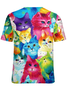 Womens Cute Cat MEOW Print Casual T-Shirt