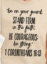Be On Your Guard Stand Firm In The Faith Waterproof, Oilproof And Stainproof Fabric Women's T-Shirt