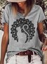 Womens Beautiful Mandala Cat  Crew Neck T-Shirt