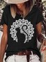 Womens Beautiful Mandala Cat  Crew Neck T-Shirt