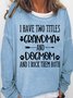 Womens Grandma & Dogmom Crew Neck Letters Sweatshirt