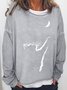 Women's Cat Moon Printed Casual Crew Neck Sweatshirt