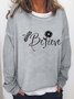 Women Dragonfly Floral Letters Casual Sweatshirts