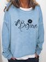 Women Dragonfly Floral Letters Casual Sweatshirts