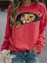 Women's Funny 3D Cat Printed Crew Neck Casual Sweatshirt