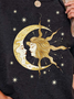 Women Star Moon Printing Casual Sun Crew Neck Sweatshirts