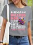   I`m a bull dog mom  Waterproof Oilproof And Stainproof Fabric Women's Casual T-shirt