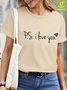 Women Family Love Cordate Letters Waterproof Oilproof Stainproof Fabric Casual T-Shirt