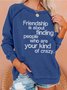 Women Friendship Letters Graphic Casual Crew Neck Cotton Sweatshirts