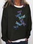 Women Dragonfly Animal Pattern Loose Casual Sweatshirts