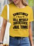 Womens Funny Letter Waterproof Oilproof And Stainproof Fabric Casual Crew Neck T-Shirt
