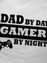 Men Dad Family Game Crew Neck Casual Text Letters T-Shirt
