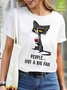 Womens Funny Pepole Not Big Fan Waterproof Oilproof And Stainproof Fabric Casual Crew Neck T-Shirt