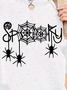 Women Spider Halloween Letters Crew Neck Sweatshirts