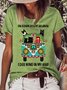 Womens Cat Hippie Casual Crew Neck T-Shirt
