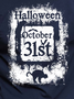 Men Halloween Bats Cat Letters Cotton Crew Neck Loose T-Shirt