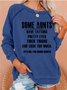 Women Auntie Tattoos Letters Crew Neck Casual Loose Sweatshirts