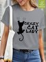 Cat Crew Neck Loose Waterproof Oilproof And Stainproof Fabric T-Shirt