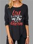 Women Family Son Basketball Letters Crew Neck Casual Tops