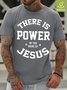 Men Crew Neck JesusText Letters Casual Waterproof Oilproof And Stainproof FabricT-Shirt