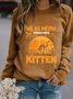 Halloween Kitten Bat Funny Graphic Women`s Sweatshirt