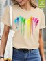 Womens Cute Paw Print Casual Waterproof Oilproof And Stainproof Fabric T-Shirt